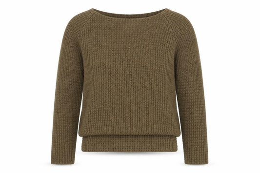 Vero Moda Women’s Brown Waffle-Knit Boat Neck Jumper XS