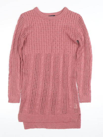 Select Women's Pink Acrylic Knit Long Sleeve Pullover Jumper Size 8