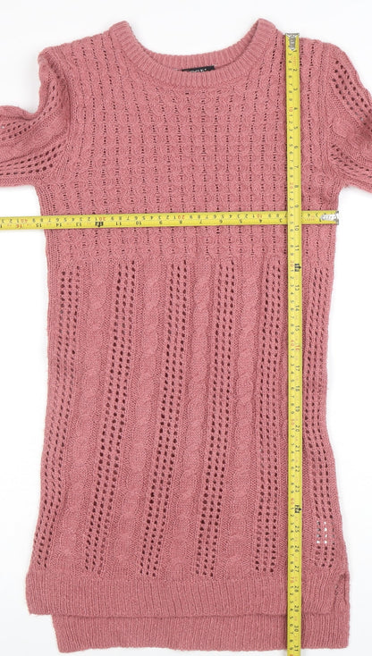 Select Women's Pink Acrylic Knit Long Sleeve Pullover Jumper Size 8
