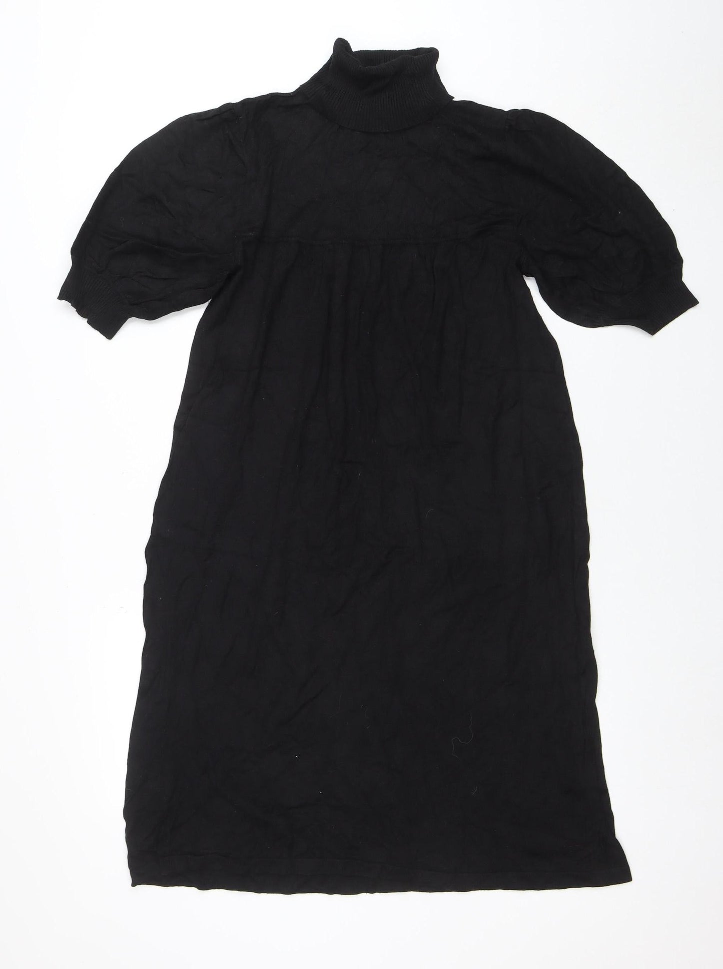 Esprit Women Black Knee Length Roll Neck Shift Dress M