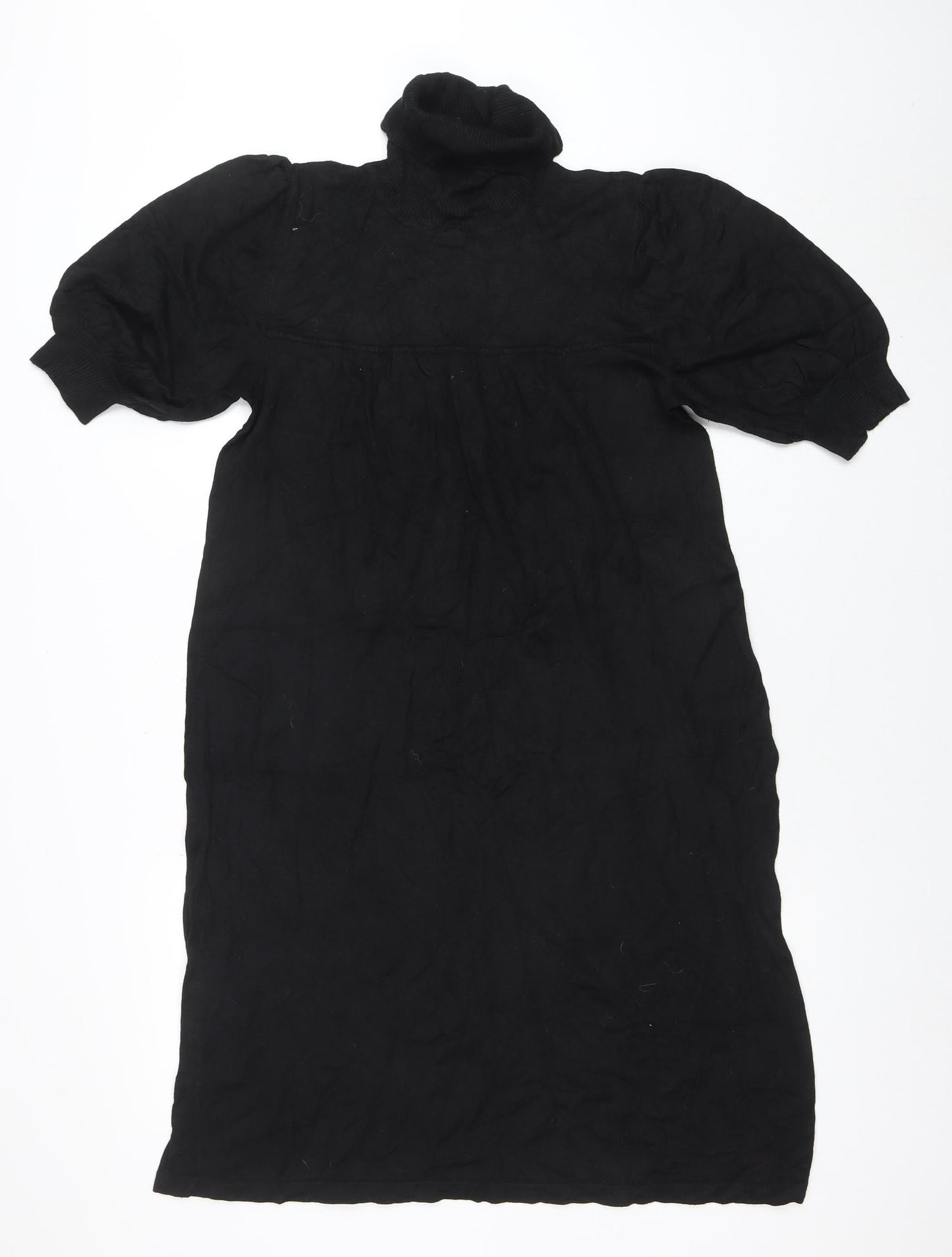 Esprit Women Black Knee Length Roll Neck Shift Dress M