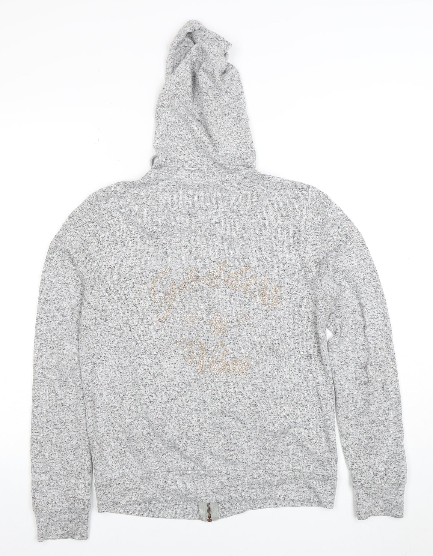 River Island Womens Grey Full Zip Hoodie M Lined Soft Cotton Blend
