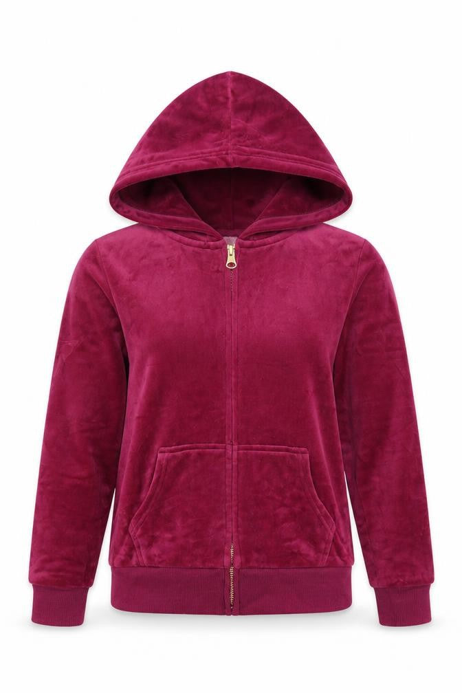 Jessica S. Girls Pink Velour Full Zip Hoodie Size L
