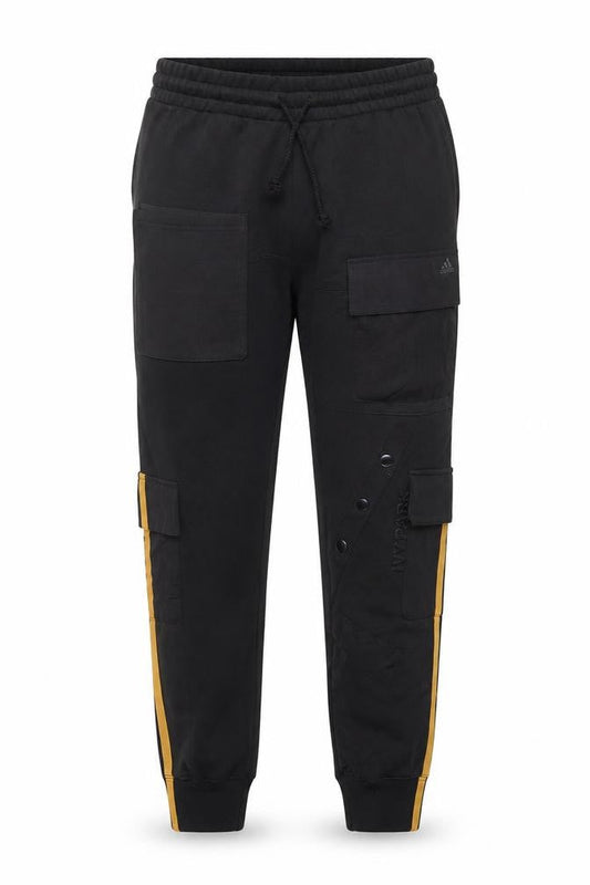 Front view of Adidas Ivy Park Men's Black 2XS Jogger Trousers with Side Stripes