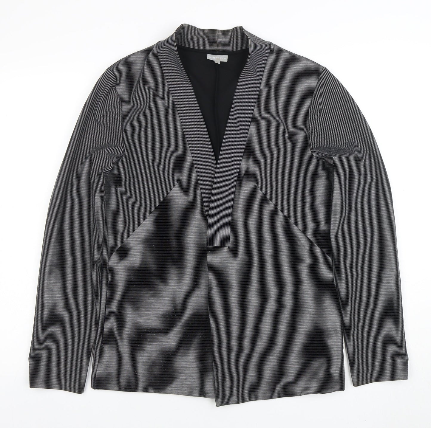 Oliver Bonas Women's Grey Size 12 Shawl Collar Stretch Blazer
