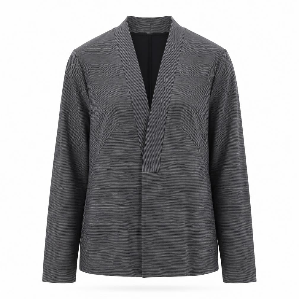 Oliver Bonas Women's Grey Size 12 Shawl Collar Stretch Blazer