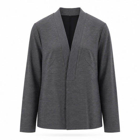 Oliver Bonas Women's Grey Size 12 Shawl Collar Stretch Blazer