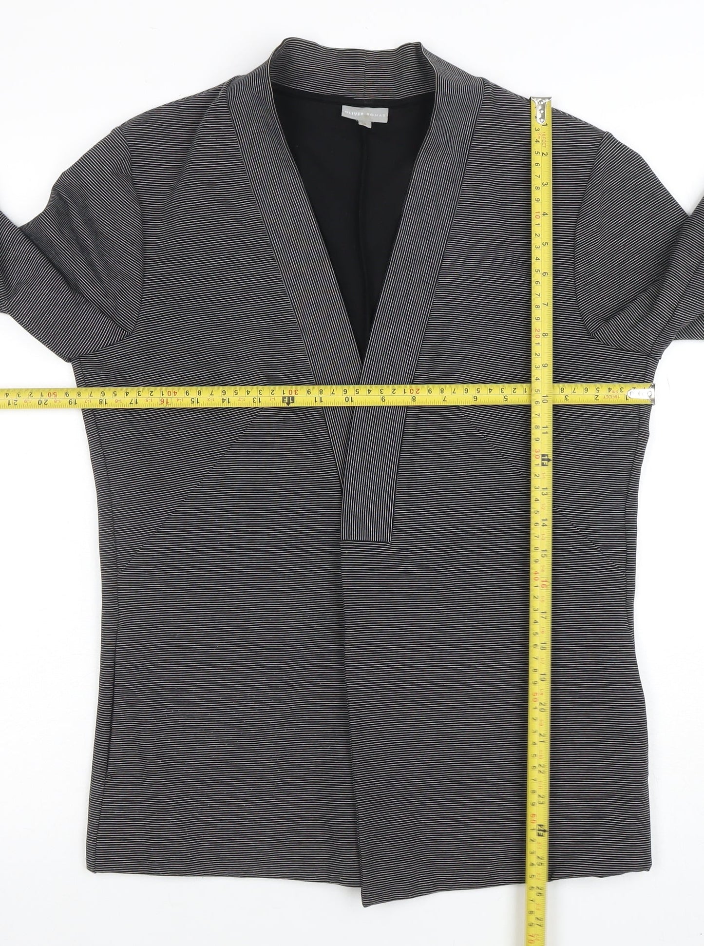 Oliver Bonas Women's Grey Size 12 Shawl Collar Stretch Blazer