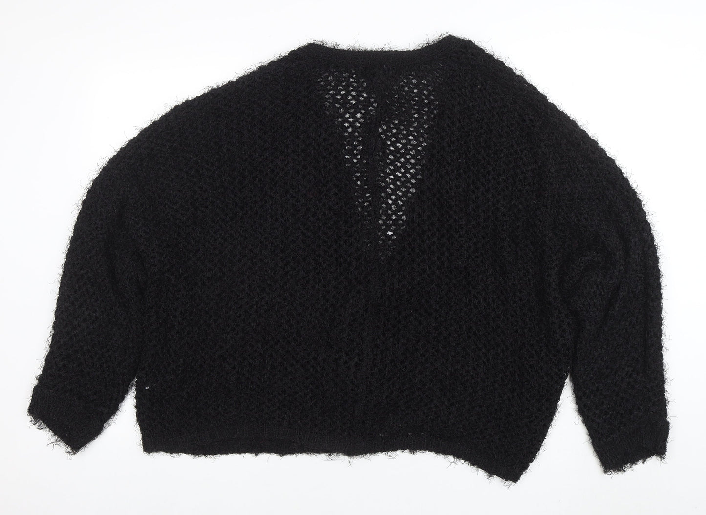 River Island Women’s Black Open Knit Cardigan Size 14 Relaxed Fit