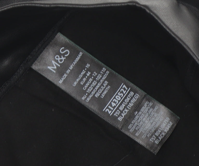 Marks and Spencer Women’s Black Faux Leather Stretch Leggings Size 16