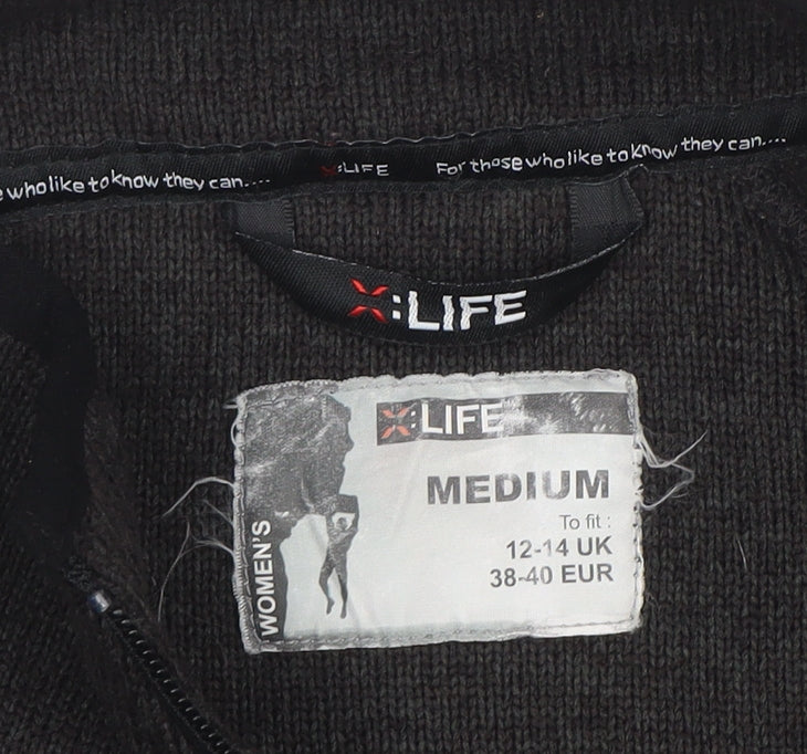 X-Life Women's Black Full Zip Fleece Jacket Size M 12-14