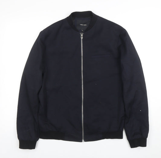 Villain Men's Black Small Bomber Jacket with Full Zip
