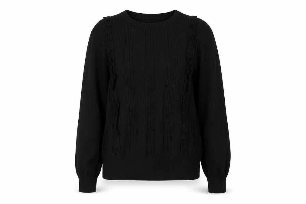 Oasis Women Black XL Pullover Jumper with Cable Detail