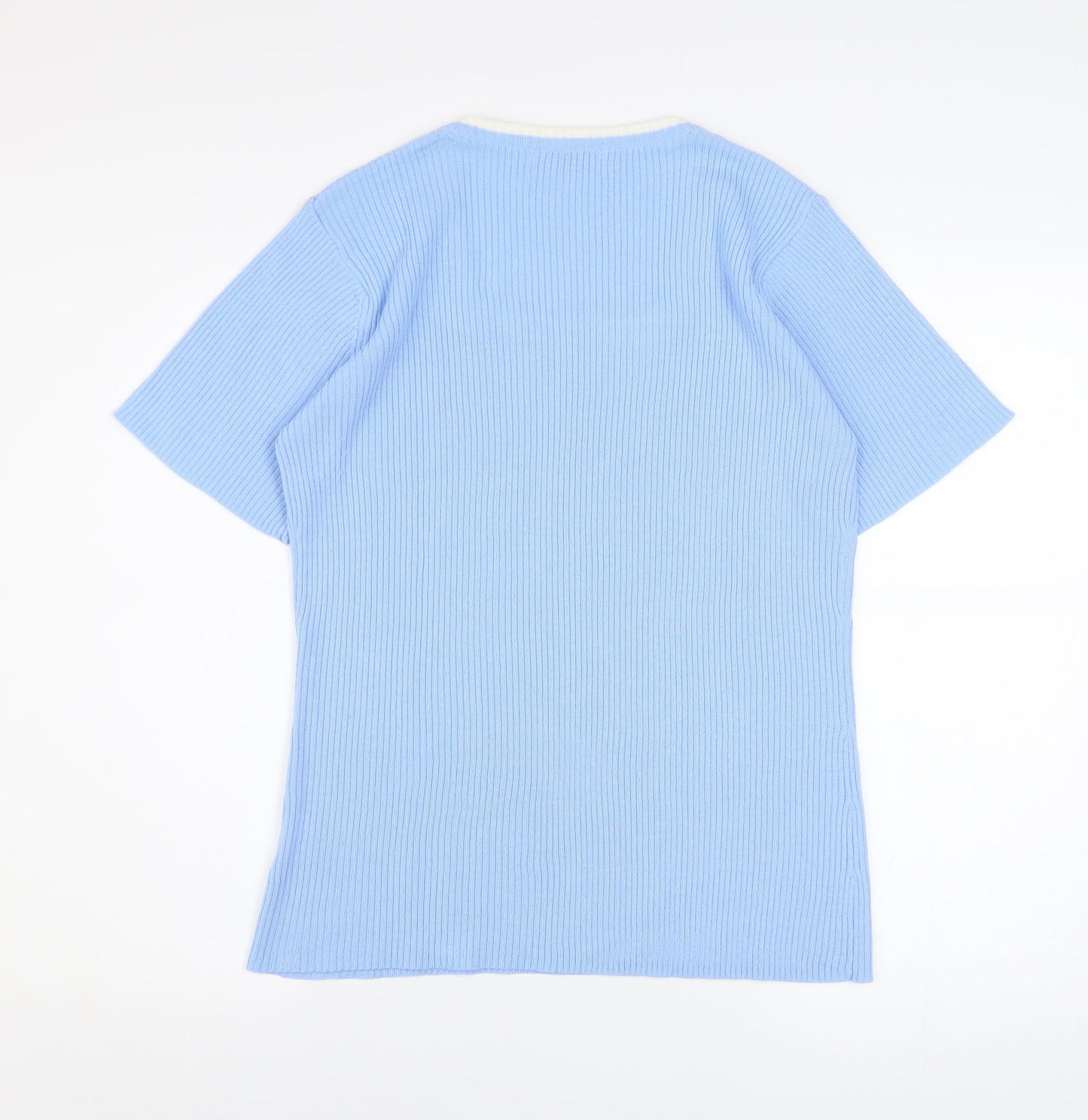 Daxon Womens Blue Short Sleeve Knit Square Neck Top Size 14/16
