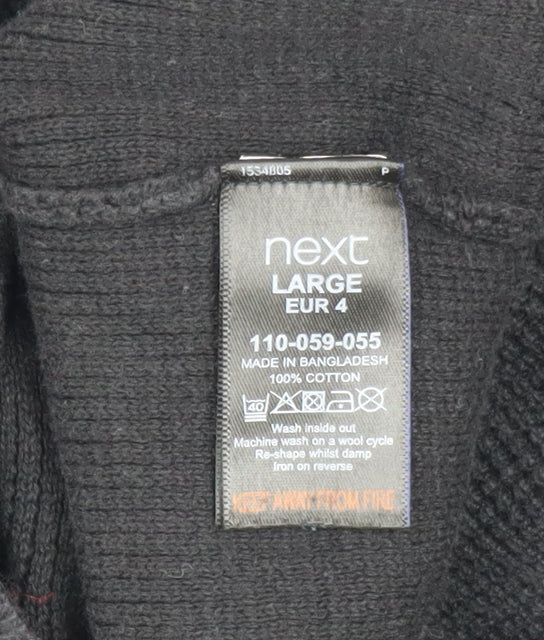Next Men’s Black Cotton Waffle Knit Pullover Jumper Size L