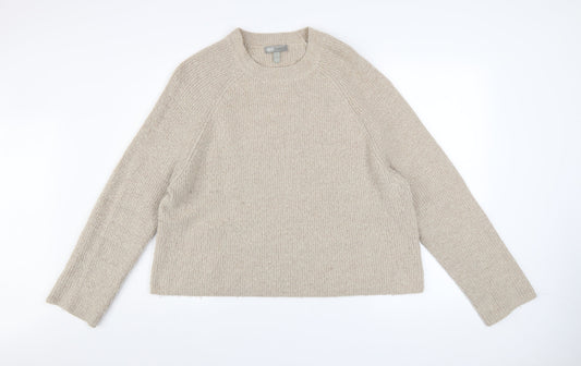 ASOS Women Beige Crew Neck Long Sleeve Relaxed Knit Jumper Size 14
