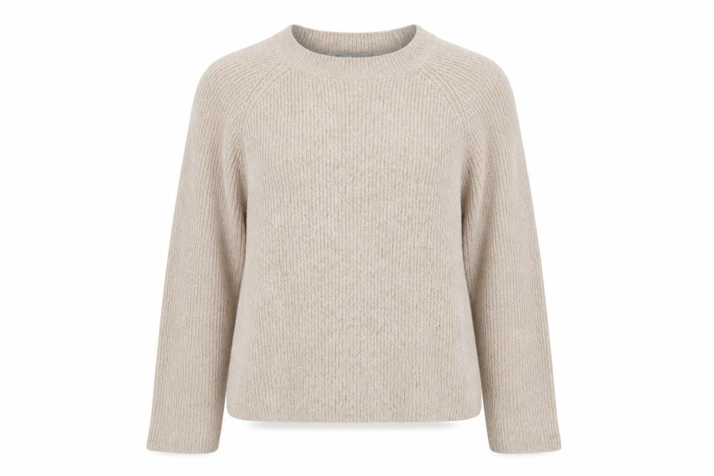 ASOS Women Beige Crew Neck Long Sleeve Relaxed Knit Jumper Size 14