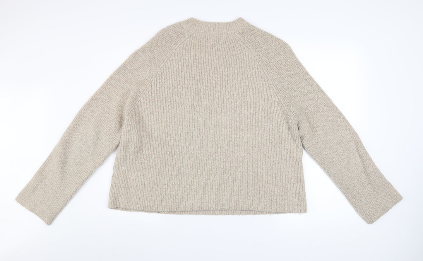 ASOS Women Beige Crew Neck Long Sleeve Relaxed Knit Jumper Size 14