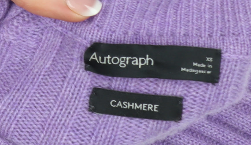 Marks and Spencer Autograph Women Purple XS Roll Neck Cashmere Jumper