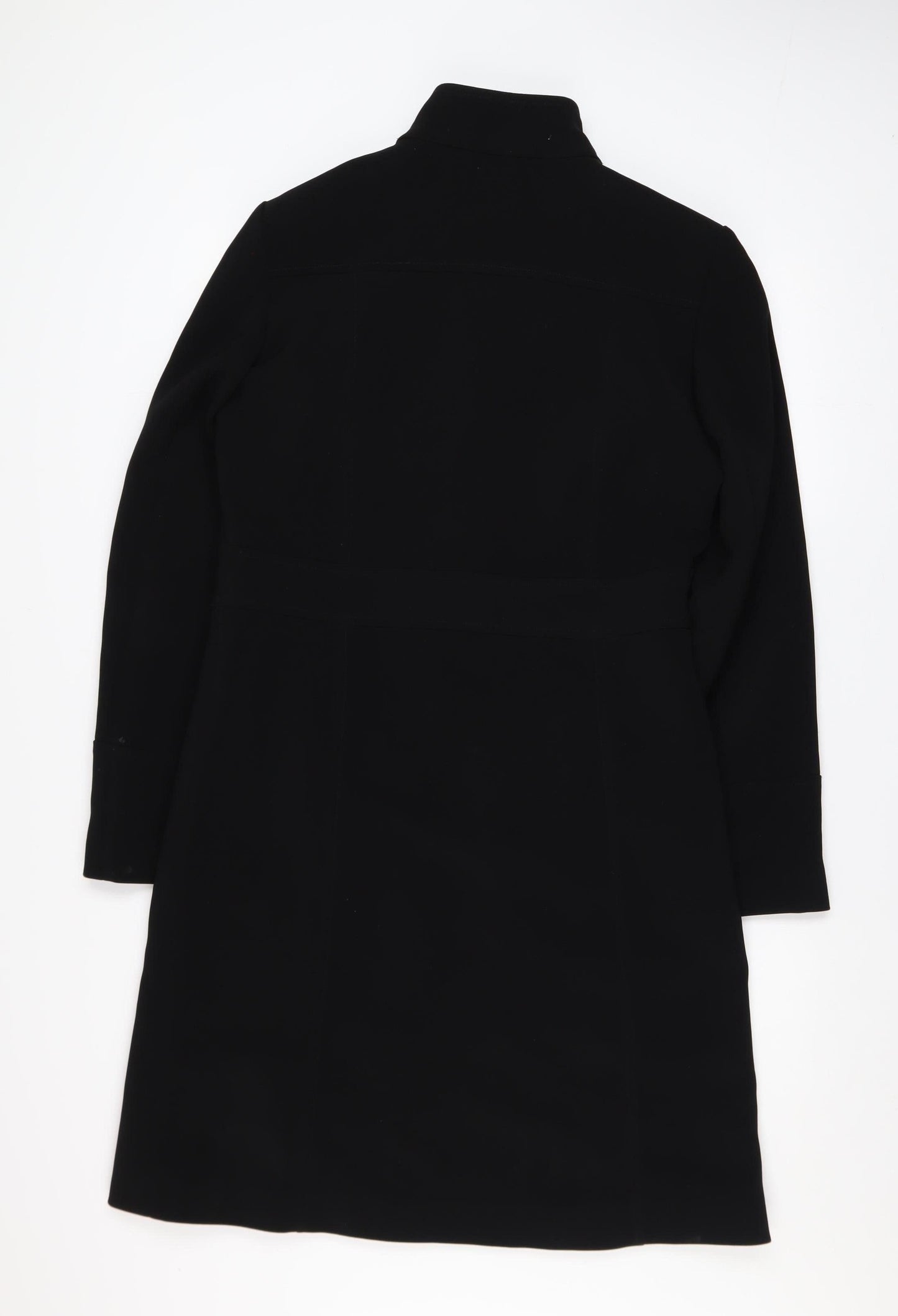 NL Collection Women's Black Long Overcoat Size 12 Buttoned Classic Style