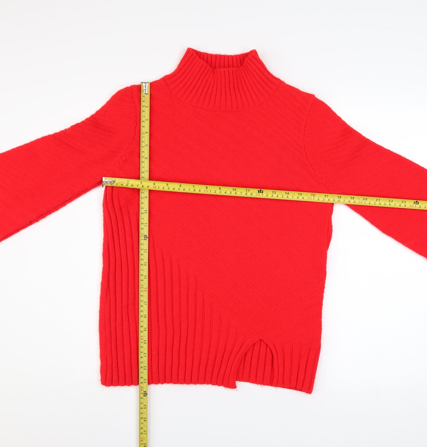 Topshop Women Red Roll Neck Knit Pullover Jumper Size 6
