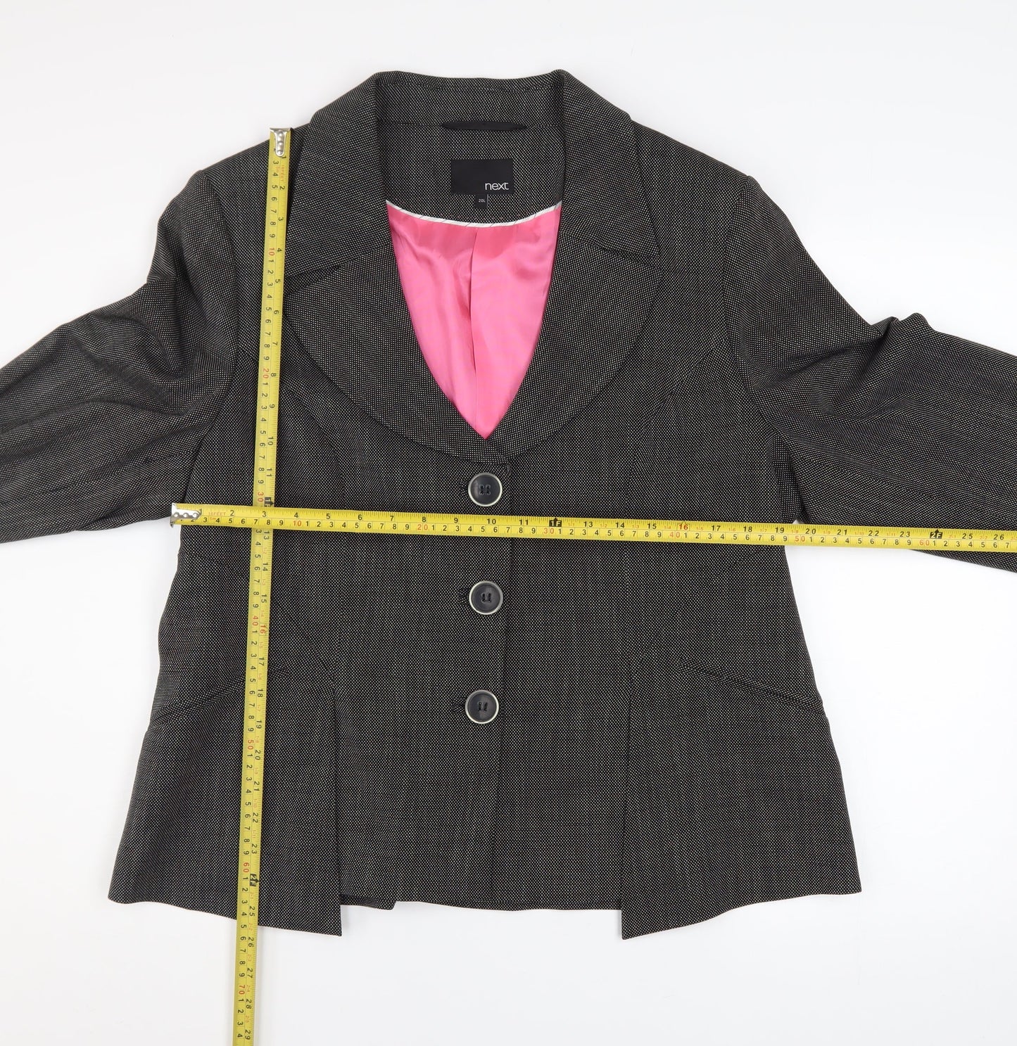 Next Women’s Grey Check Blazer Jacket Size 20L Classic Workwear