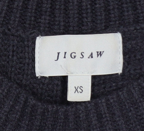 Jigsaw Womens Black Wool Blend Chunky Knit Pullover Jumper XS