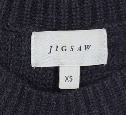 Jigsaw Womens Black Wool Blend Chunky Knit Pullover Jumper XS