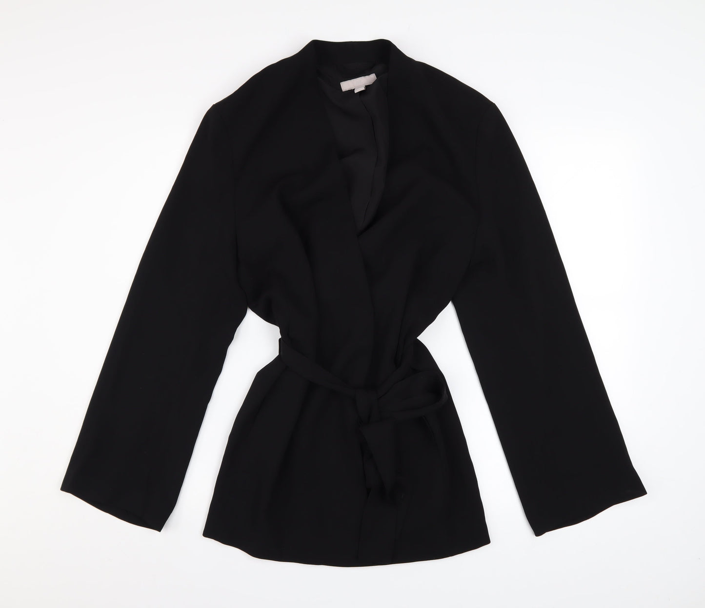 H&M Women's Black Belted Blazer Jacket Size S Regular Fit