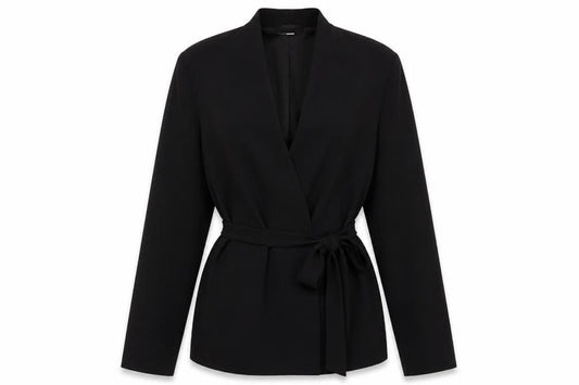 H&M Women's Black Belted Blazer Jacket Size S Regular Fit