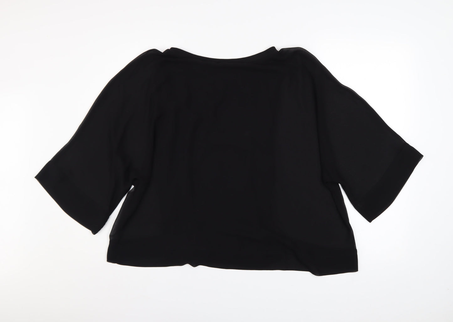 Zara Woman Black Tunic Blouse Size S Relaxed Fit 3/4 Sleeve