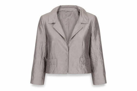 Fenn Wright Manson Women's Grey Silk Cropped Blazer Size 12