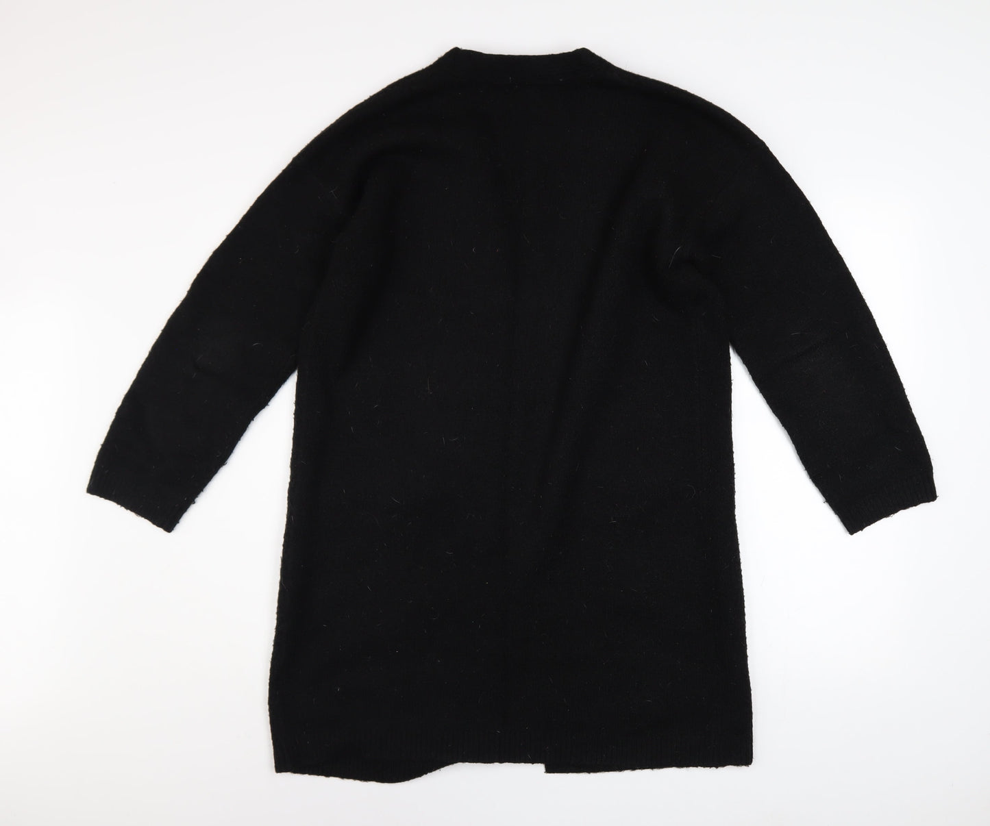 Sosandar Women’s Black Longline Zip Pocket Knit Cardigan Size 10