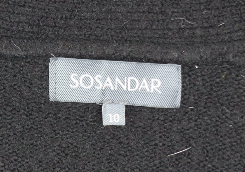 Sosandar Women’s Black Longline Zip Pocket Knit Cardigan Size 10