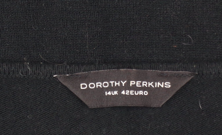 Dorothy Perkins Women's Black V-Neck Knit Jumper Size 14