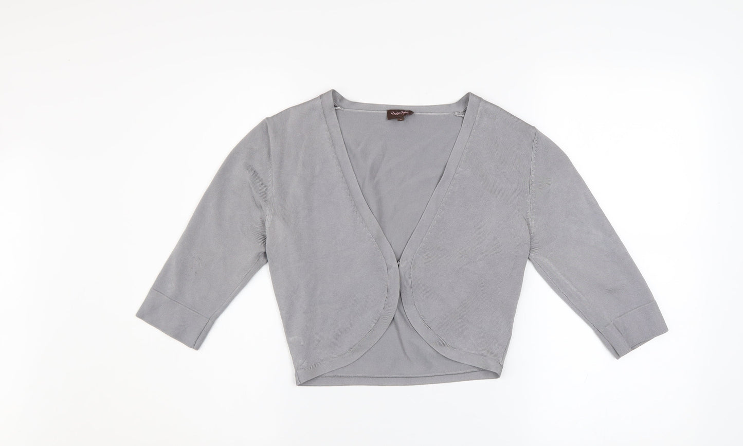Phase Eight Women's Grey 3/4 Sleeve Open Knit Cardigan Size 8