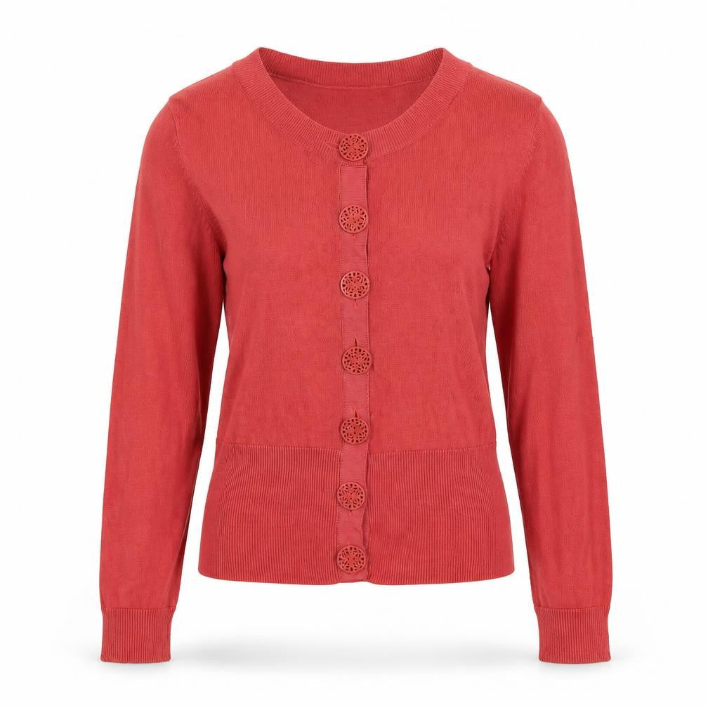 Monsoon Women's Red Cotton Button Cardigan M Long Sleeve