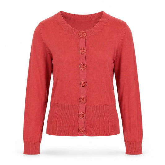 Monsoon Women's Red Cotton Button Cardigan M Long Sleeve