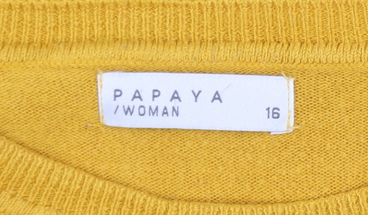 Papaya Woman Yellow Acrylic Long Sleeve Pullover Jumper Size 16