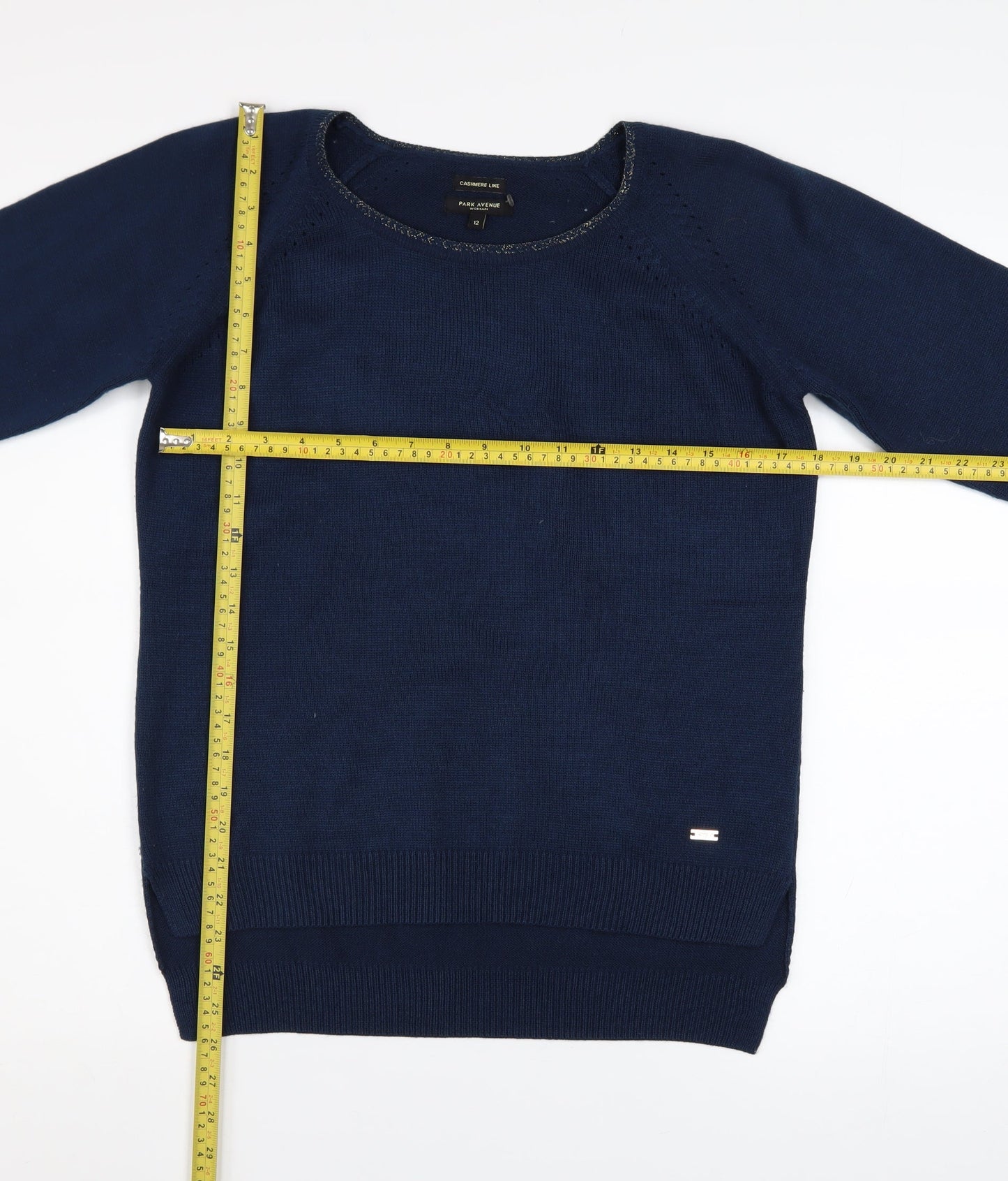 Park Avenue Women Blue Size 12 Crew Neck Knit Pullover Jumper