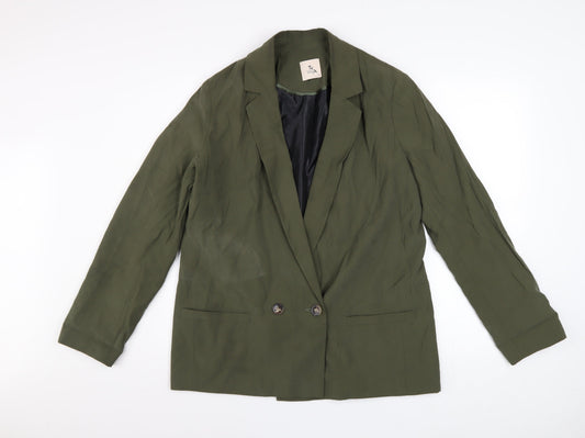 Tu Woman Green Blazer Size 14 Regular Fit Linen-Look Jacket