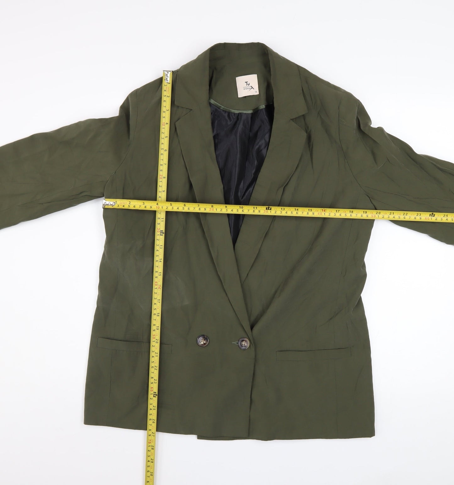 Tu Woman Green Blazer Size 14 Regular Fit Linen-Look Jacket