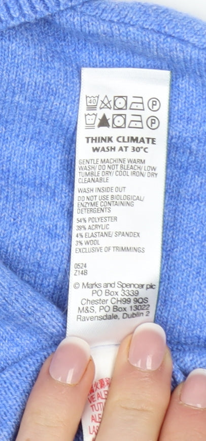 Marks and Spencer Women’s Blue Roll Neck Pullover Jumper Size S