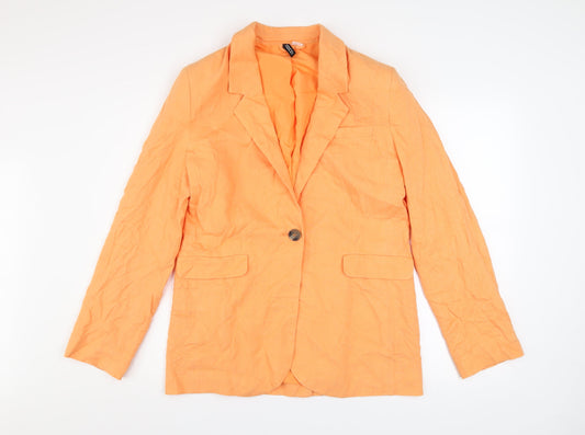H&M Divided Women's Orange Linen Blend Blazer 3XS