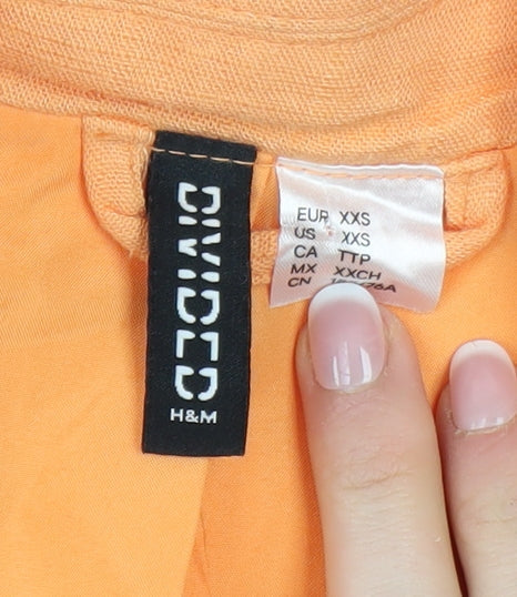 H&M Divided Women's Orange Linen Blend Blazer 3XS