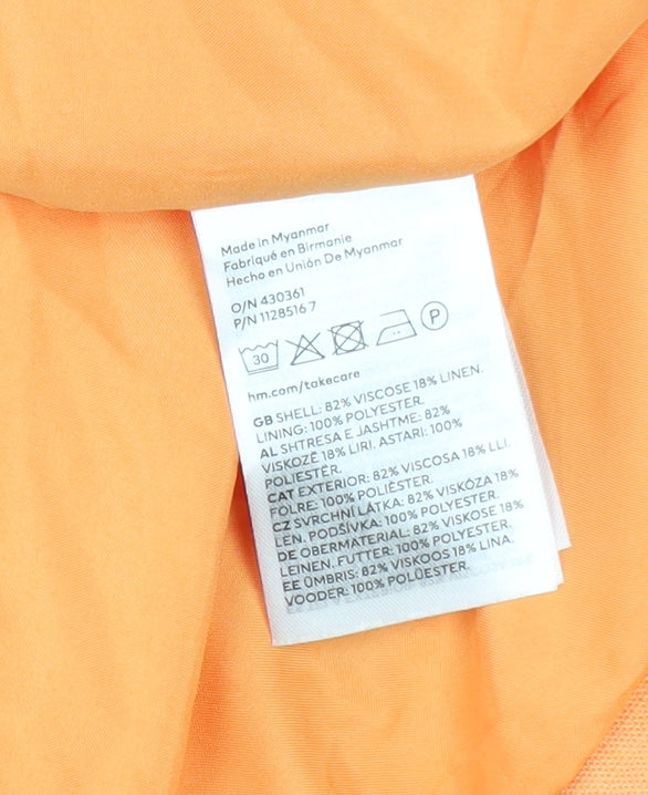 H&M Divided Women's Orange Linen Blend Blazer 3XS