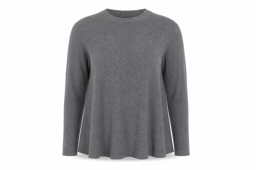 Whistles Women Grey Crew Neck Long Sleeve Ribbed Jumper Size 12