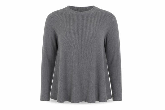 Whistles Women Grey Crew Neck Long Sleeve Ribbed Jumper Size 12