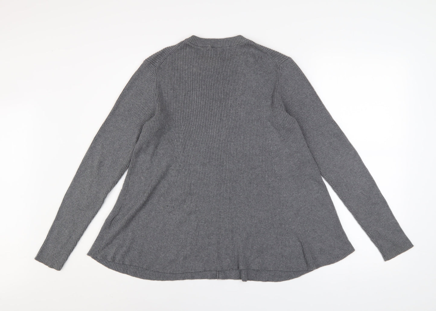 Whistles Women Grey Crew Neck Long Sleeve Ribbed Jumper Size 12