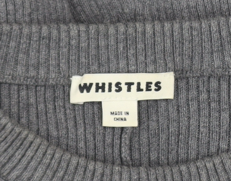 Whistles Women Grey Crew Neck Long Sleeve Ribbed Jumper Size 12